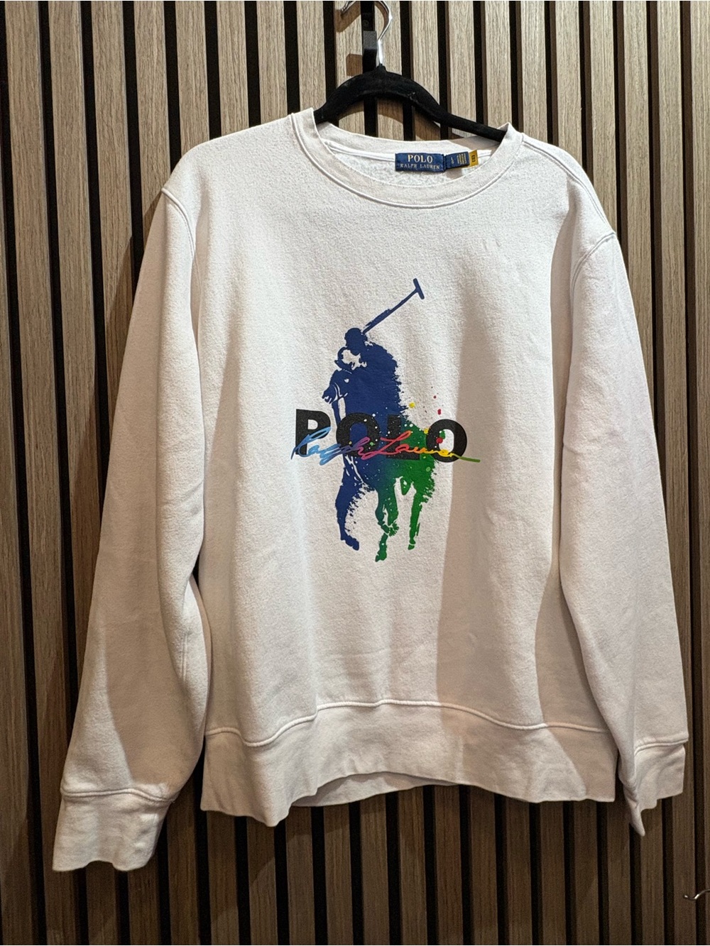Polo by Ralph Lauren Cream Crewneck Sweatshirt with Multicolor Polo Player